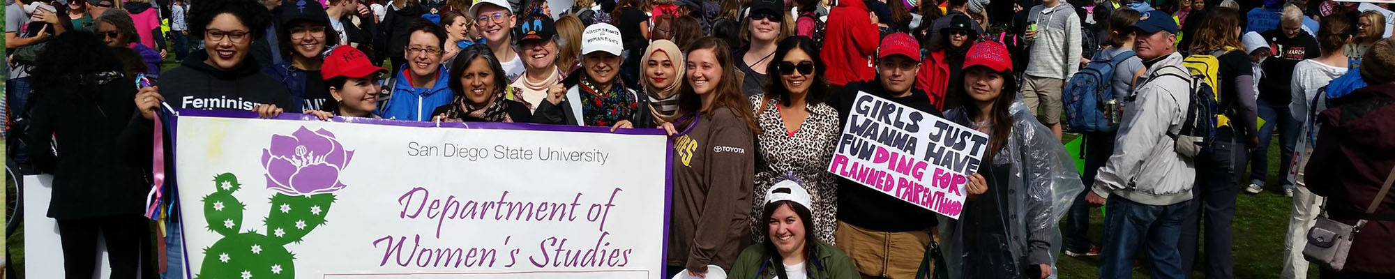 students and faculty at Women's March