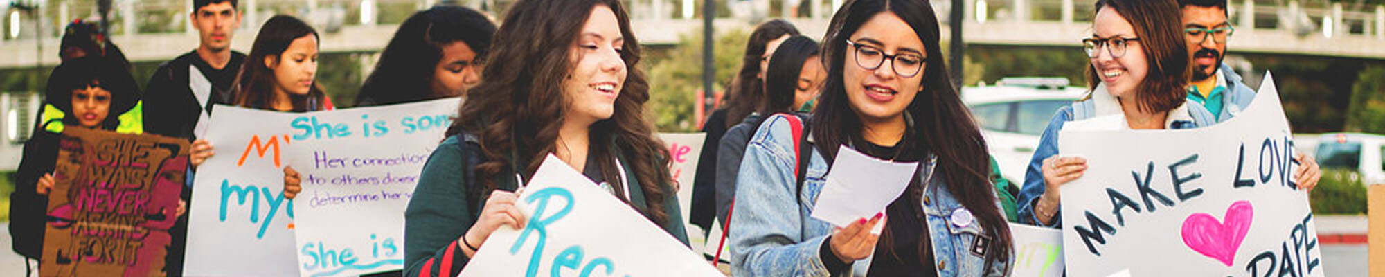 students at Take Back the Night march